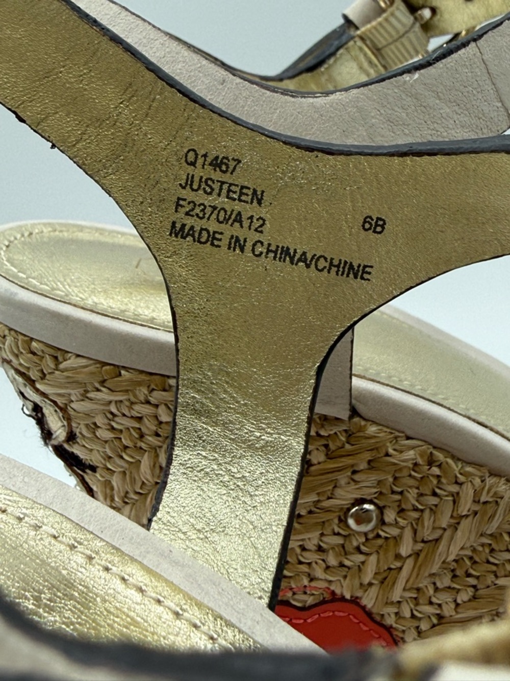 Coach Justeen Wedge Sandals Beige Leather Floral Platform Espadrille Heels - Picture 4 of 17